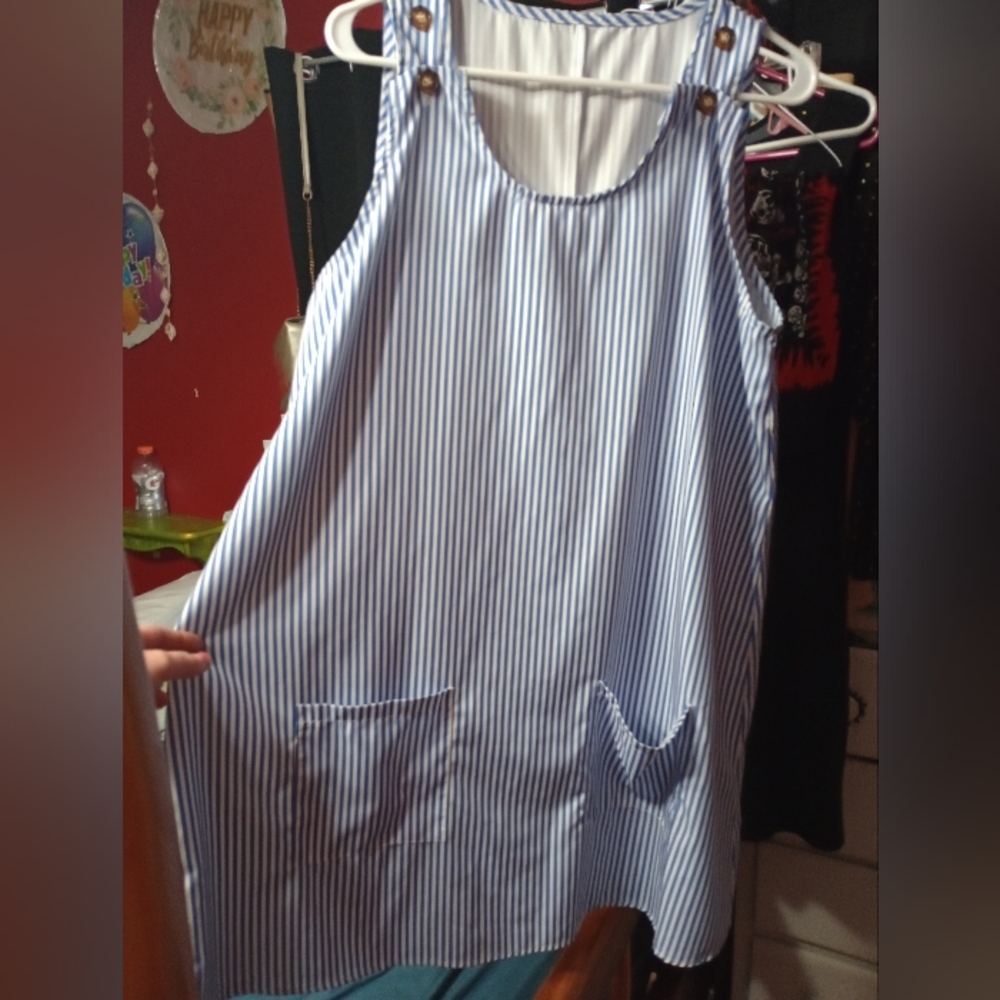 White And Blue Striped Dress